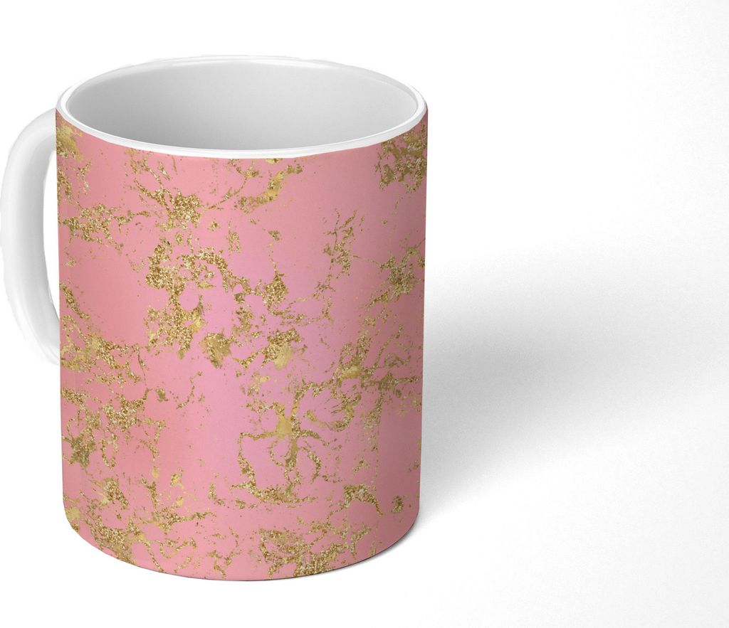 MuchoWow Tasse Kaffeetasse Kaffeebecher 350 ml Marmor - Gold - Glitzer - Design Teetasse - Fototasse - Becher - Keramikbecher - Teebecher - Kaffe...