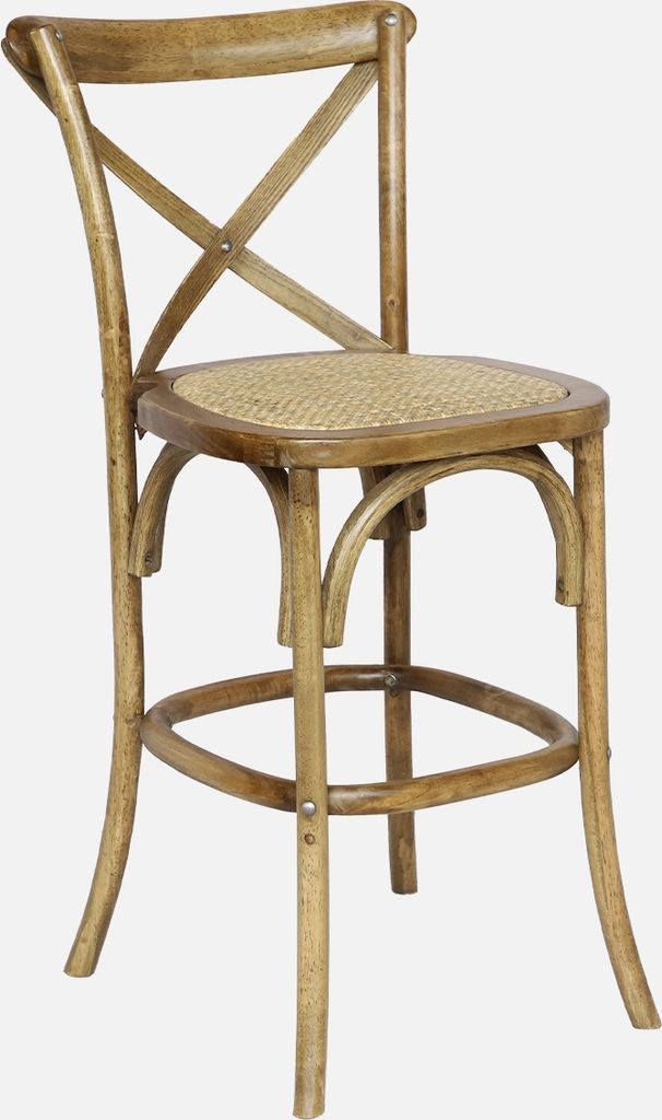 sweeek - Barhocker Bistro Vintage Holz 65cm - Braun Produktbild 