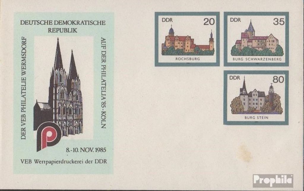Belege Ganzsachen DDR 1985 U2 Amtlicher Umschlag gefälligkeitsgestempelt Burgen der DDR