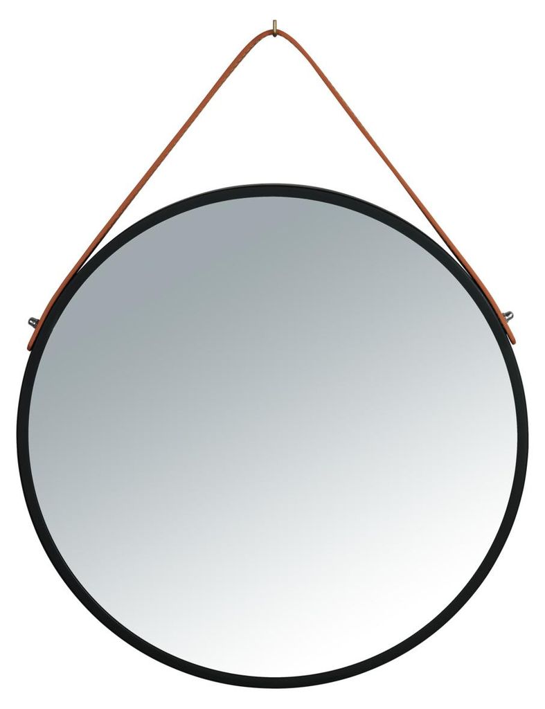 WENKO Wand Spiegel Borrone rund 40 cm schwarz Aufhängen Bad Produktbild 