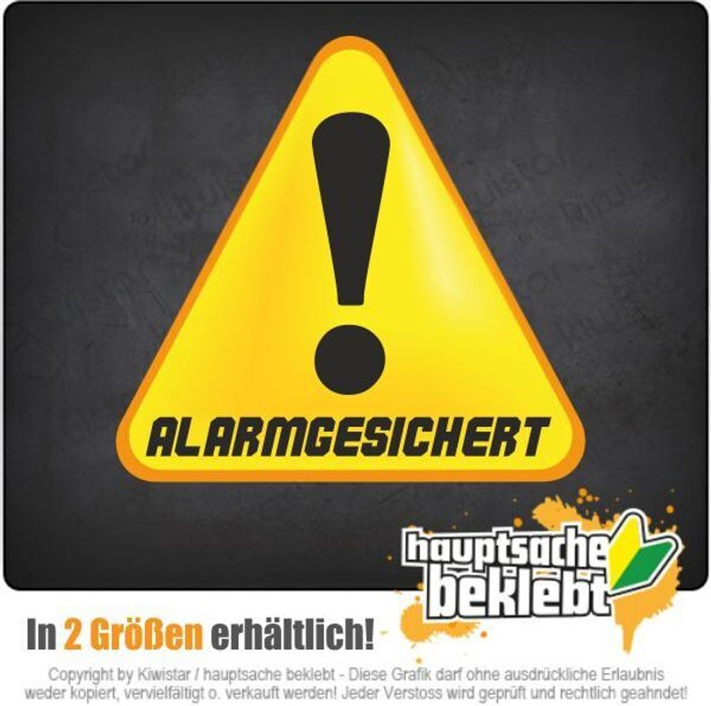Kiwistar - Autoaufkleber - 7x7 cm - außen klebendKiwistar Autoaufkleber - Alarmgesichert Auto, Laptop, Fahrrad, LKW, Motorrad Aufkleber Mehrfarbig...