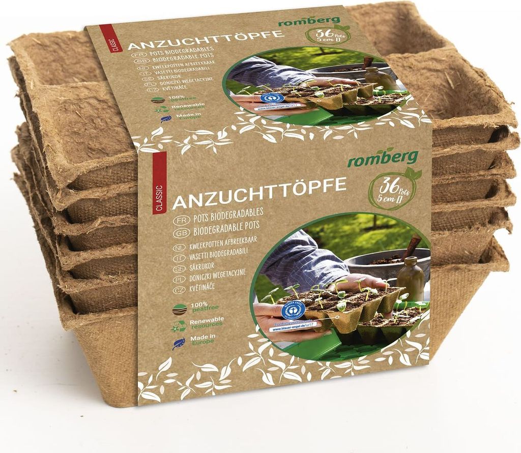 Romberg CLASSIC Anzuchttöpfe 5 cm quadratisch torffrei - 36er Pack