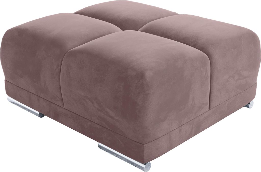 BroMARKT Samt Pouffe NUBES Sitzhocker Chromfüße 92x107x45cm Rosa