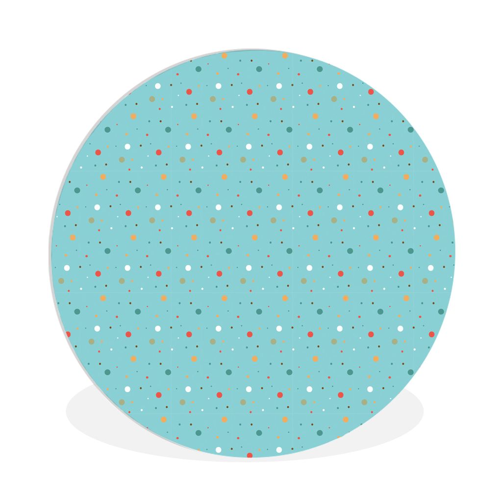 MuchoWow Rundes Wandbild - Runde Bilder Polka dots - Blau - Muster Ø 90 cm Kreis Wanddekoration Kunststoff - Wandkreis - Wandschmuck - Wand-Krei...