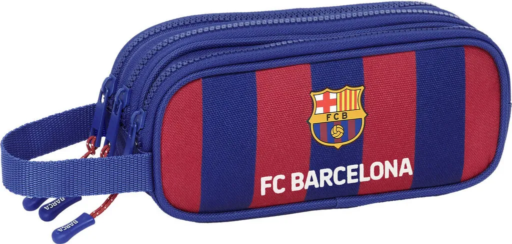 Trousse Triple Polyvalente FC Barcelona - Grande Capacité 21x8x7 cm