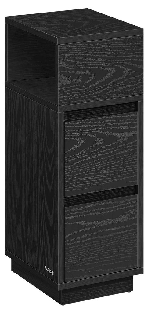 Nachttisch - Nachtkommode - Schmal - 2 Schubladen - Offenes Fach - Modernes Design - Weiß