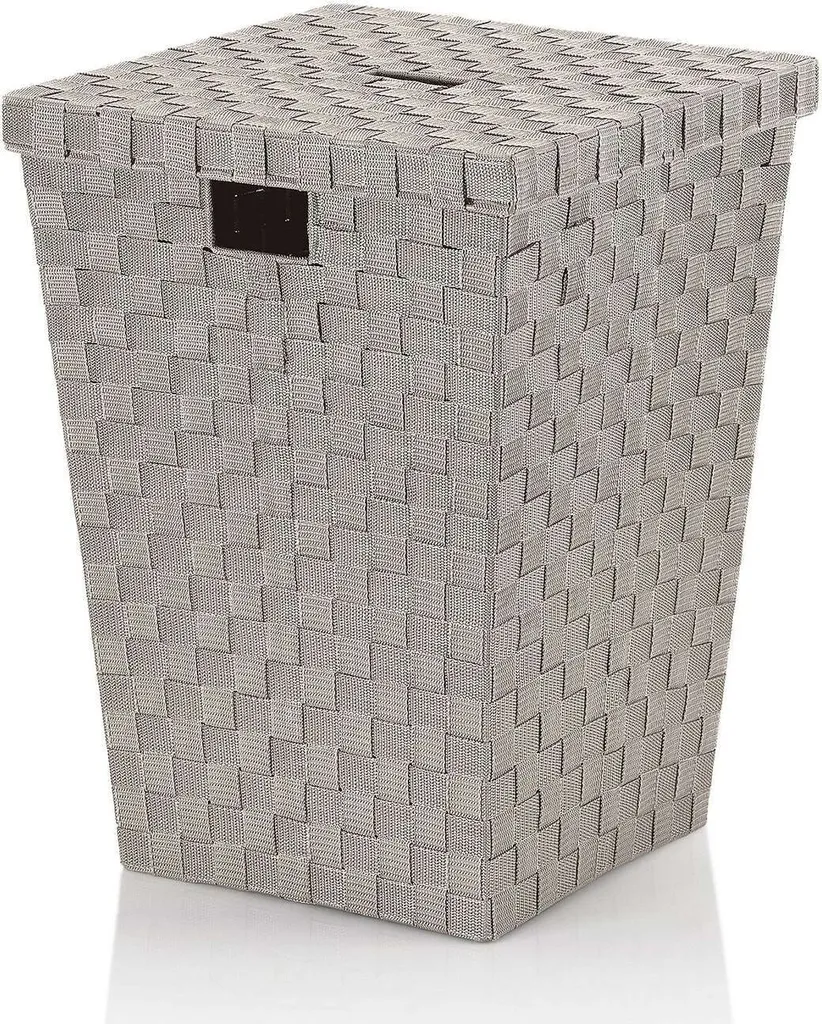 Panier à linge moderne gris argenté Kela Alvaro en plastique résistant