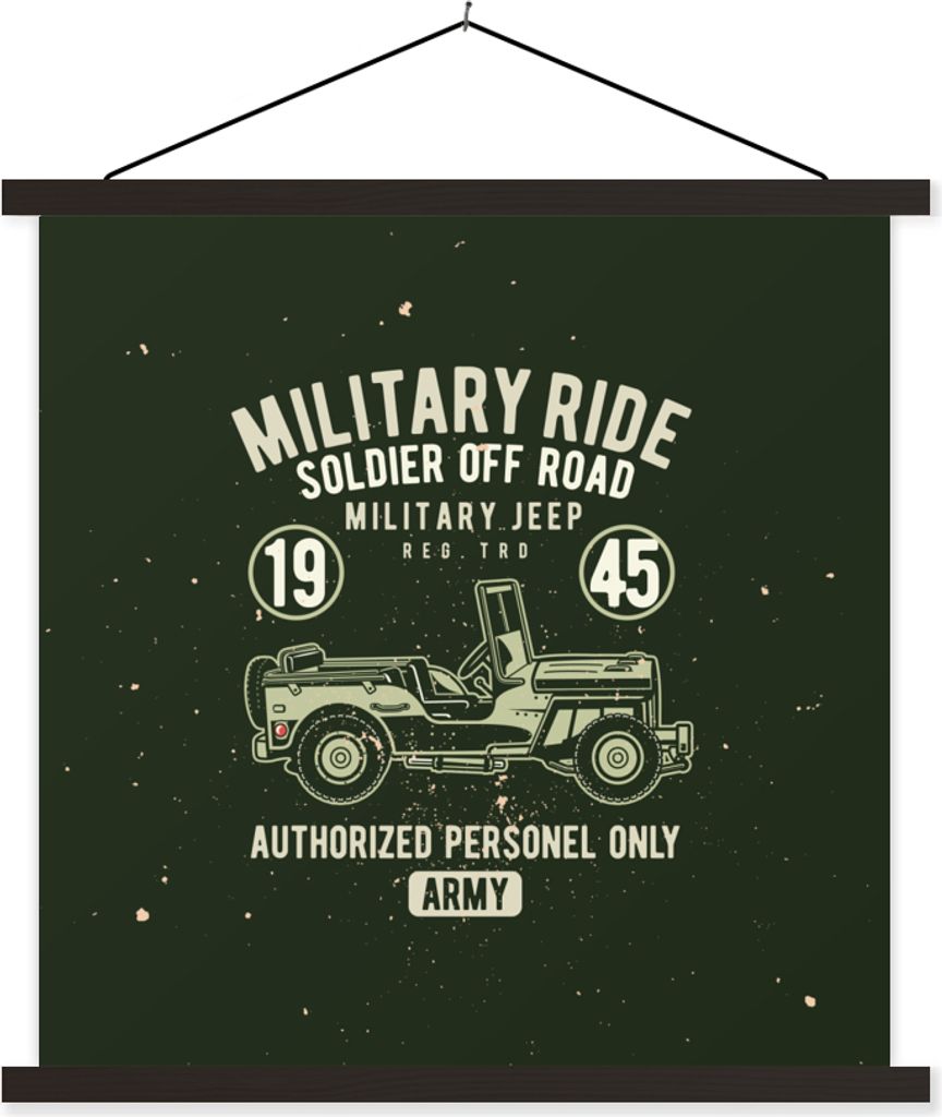 MuchoWow Textilposter Mancave - Auto - Jeep - Oldtimer 90x90 cm mit schwarzem Rahmen - Magnetisches
