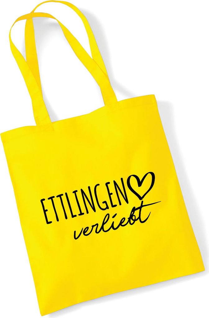 Huuraa Jutebeutel Ettlingen verliebt 10 Liter Yellow Baumwolle Tasche Geschenkidee