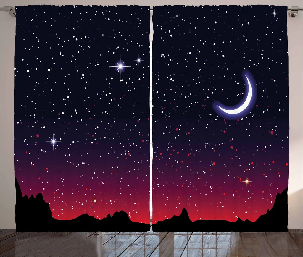 Rideau de Chambre Ambiance Cosmique - Décoration Ciel Étoilé 280x225cm