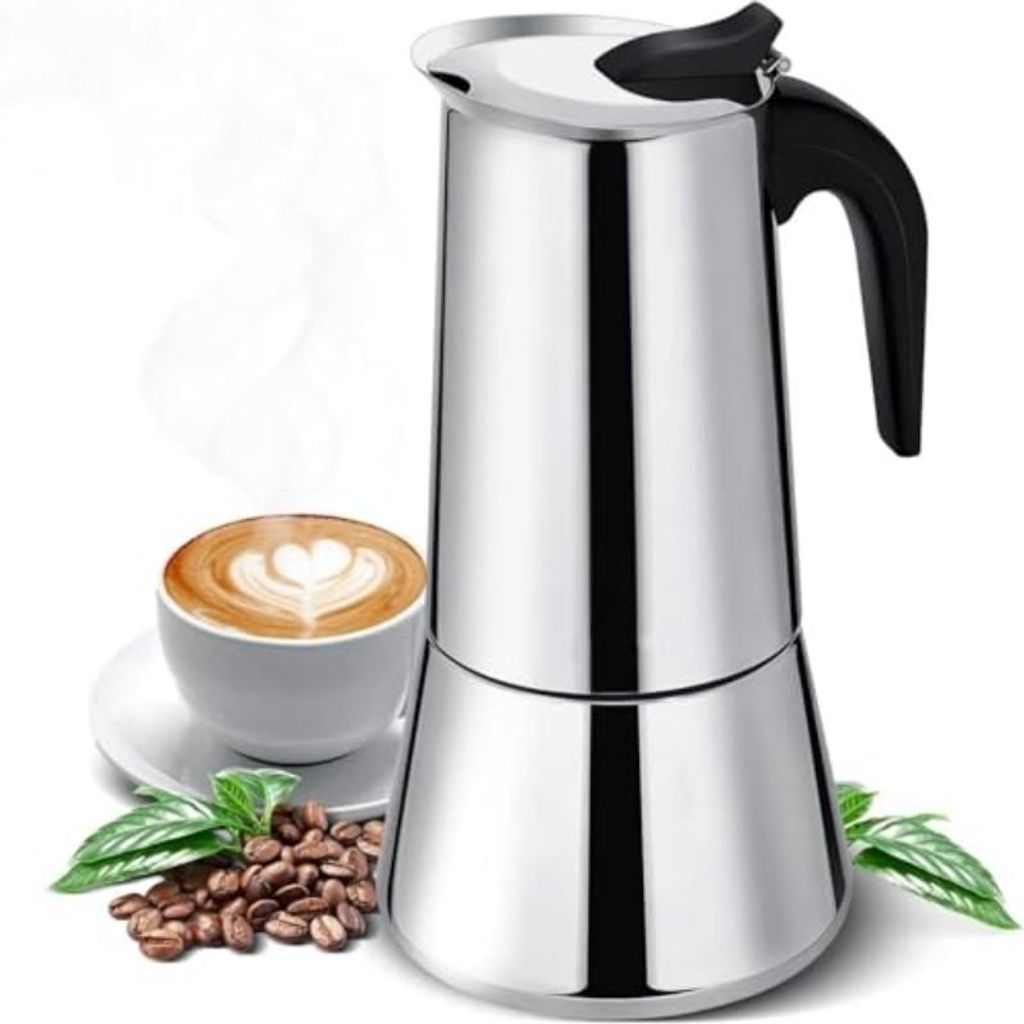 Godmorn Espressokocher Induktion 450 ml / 9 Tassen - Italienische Mokkakanne für Induktionsherd & Herdplatte, Edelstahl Kaffeemaschine