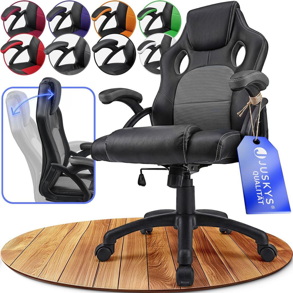 Juskys Racing Schreibtischstuhl Montreal (grau) - Gaming Produktbild 