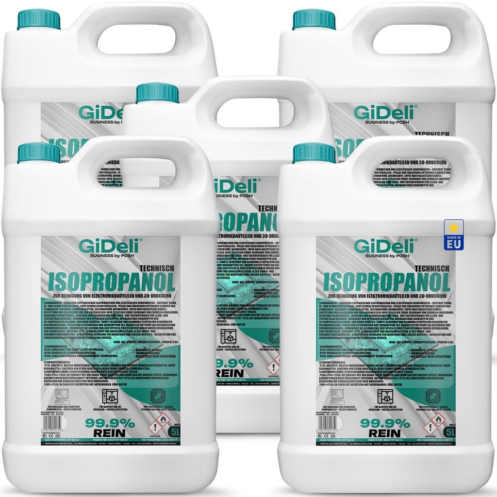 Isopropanol 25L Technisch 99,9% IPA Reiniger & Entfetter für Industrie GiDeli