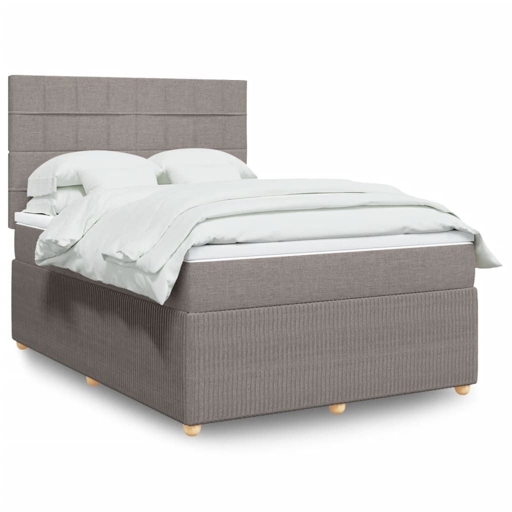 Möbel Boxspringbett mit Matratze Taupe 160x200 cm Stoff - Klassische Bettrahmen 3292111