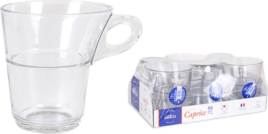 Duralex - Set 6 Tassen de Café. Everyday Cups de Strapazierfähig und lange haltbar. Spülmaschinenfest. Kapazität 22 cl. Modell Caprice