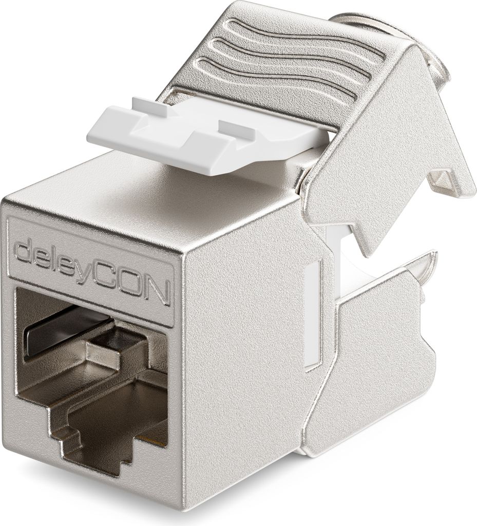 deleyCON 1x CAT6a MINI Keystone Jack Modul Patchkabel Netzwerkkabel Verbinder STP Schirmung RJ45 Buchse Netzwerk