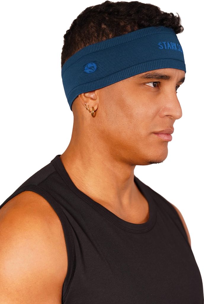 Stark Soul Premium Sportstirnband – Feuchtigkeitsableitendes, Rutschfestes Stirnband für Männer und Frauen – Dunkelblau