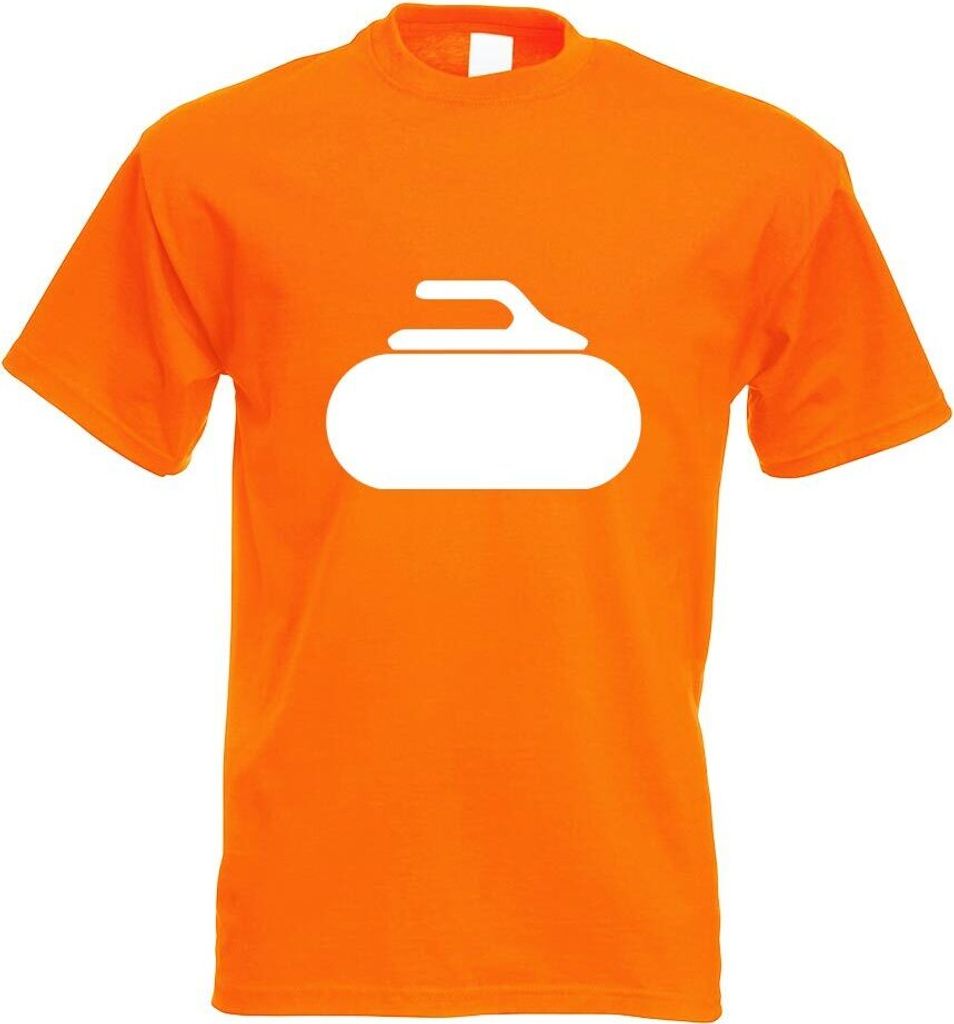 Kiwistar - T-Shirt - orange - Curling Stein Motiv Bedruckt Funshirt Design Print - mit Motiv Bedruckt - Funshirt Design - Sport - Freizeit - Herren...