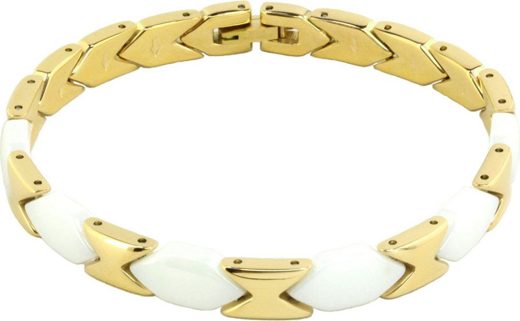 Armband Armkette aus weißer Keramik und Edelstahl Produktbild 