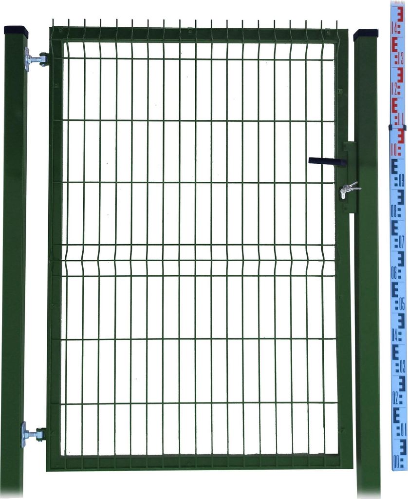 GARTENTOR 140 cm grün Einstabmatten 3D zwei PFOSTEN RAL6005 Zaun 143 cm | Gartentür Zauntor Einzeltor Tür Doppelstabmatten