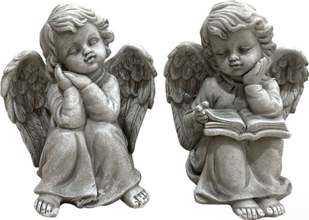 2er-Set kleine Deko Engelfiguren, Grabengel, Engelpaar je Produktbild 
