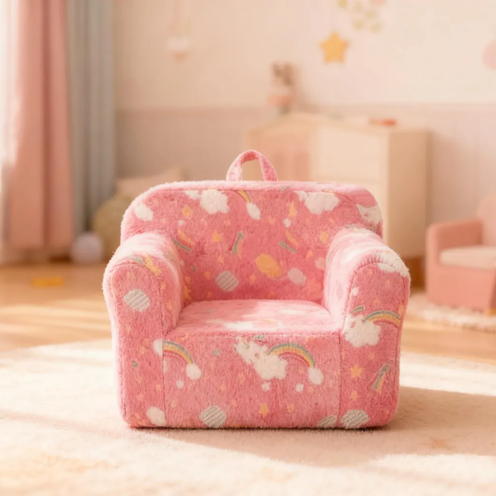 Fauteuil Bébé Sécurisé sans Angle - Siège Mousse Rose Déhoussable 55 cm - 2