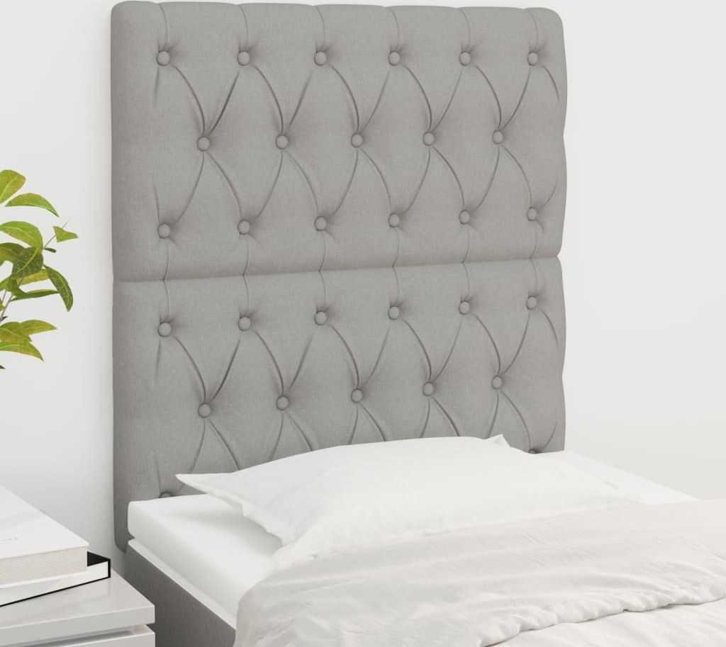 "WINTER SALE"Kopfteil - modernes Design - fürs Schlafzimmer - Hellgrau 80x7x118/128cm Stoff DE758468 - Kopfteile