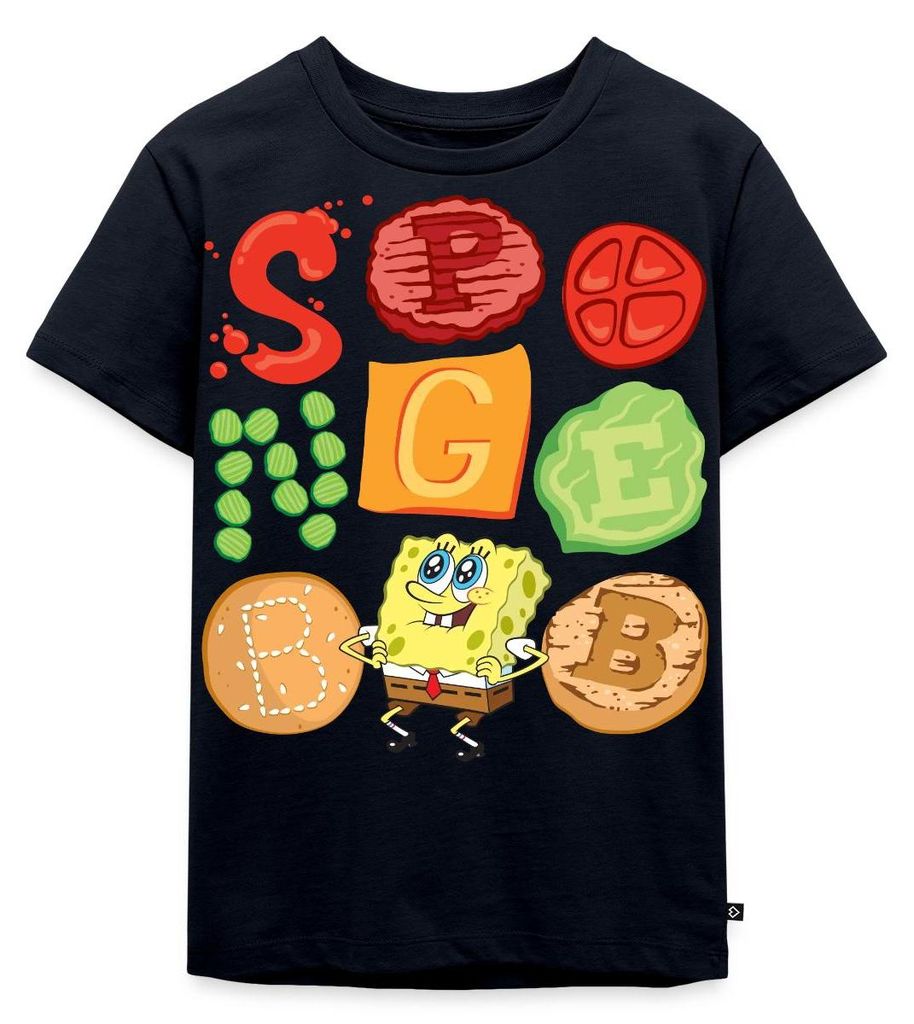 Spreadshirt Spongebob Schwammkopf Burger Zutaten Design Kinder Premium T-Shirt, 134/140 (8 Jahre), Navy