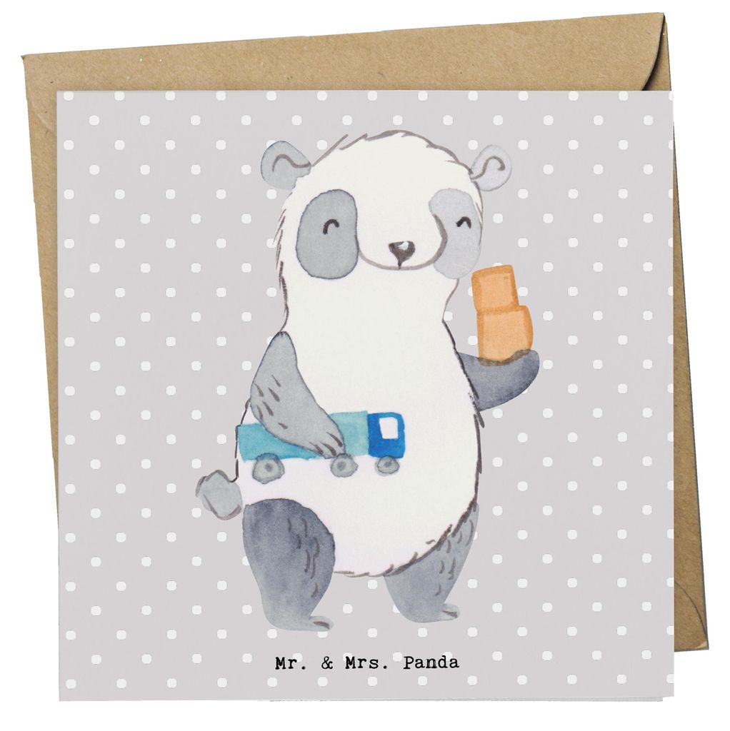 Mr. & Mrs. Panda Grußkarte Speditionskaufmann Herz - Grau Pastell - Geschenk, Glückwunschkarte, anlasskarte, doppelkarte, Klappkarte, faltkarte