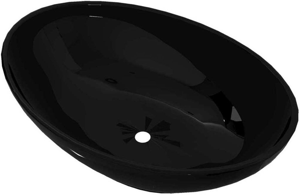 vidaXL Lavabo in Vetroceramica ovale nero 40 x 33 cm Immagine del prodotto 