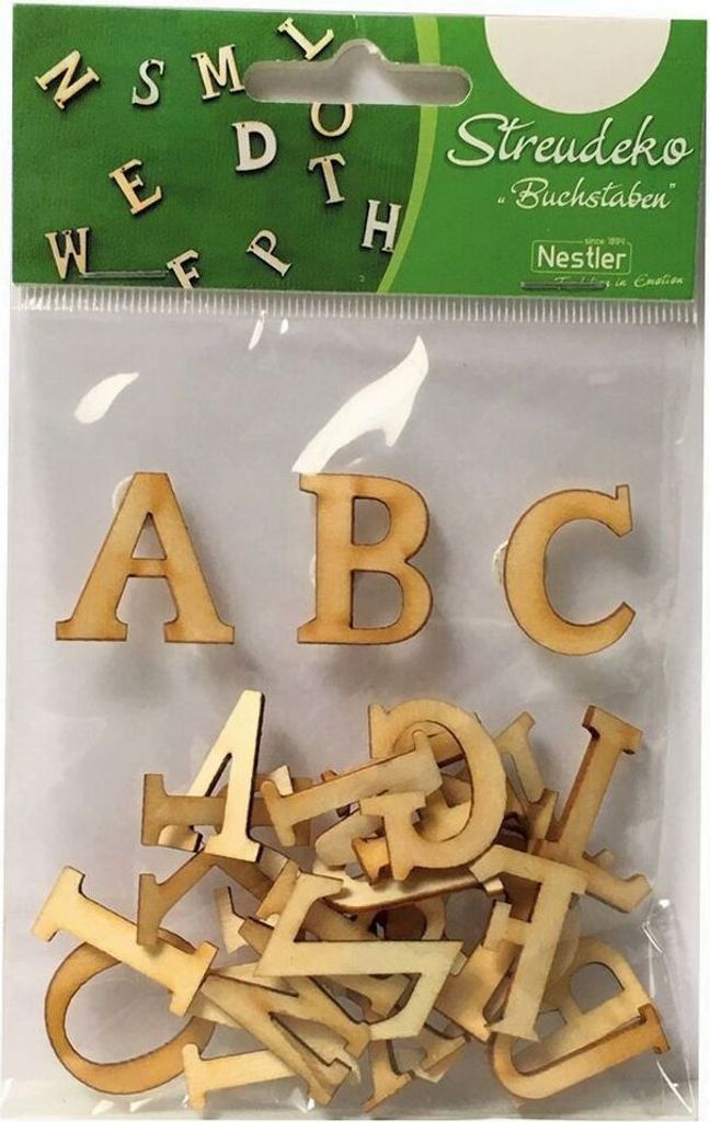 Nestler Streudeko Buchstaben natur ca. 2,5 x 2 cm 26 Stück
