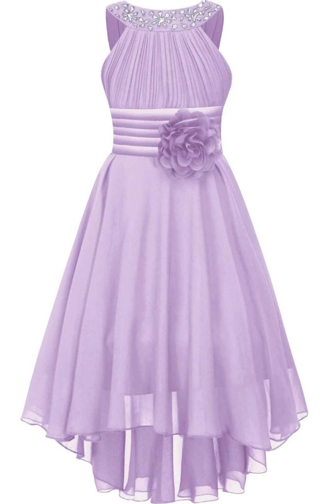 Mädchen Partykleid Gr. 152 cm – Festliches Chiffon Kleid mit Strasssteine, Schleife & Plissee – Perfekt für Hochzeit, Taufe & besondere Anlässe