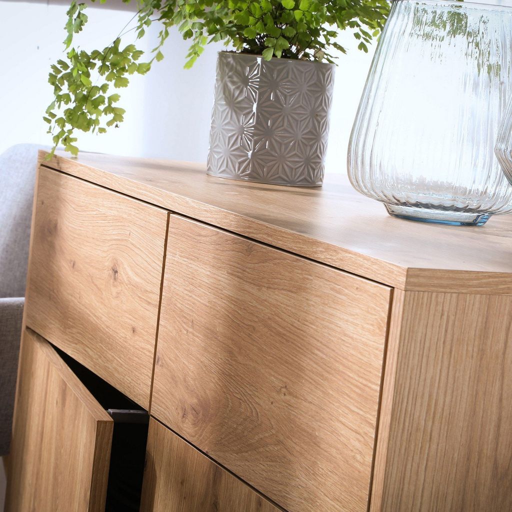 Kommode, 2 Türen, 2 Schubladen, Eichendekor - L90 x H80 cm Produktbild 8