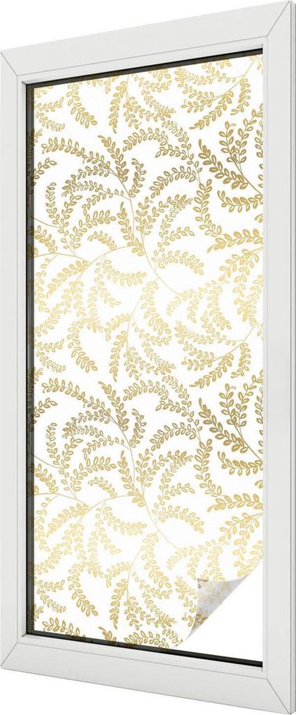 Buntglas Fensterfolie – 116x50 cm – Stained-Glass Design – blickdichte dekorative Sichtschutzfolie – selbstklebend, UV-Schutz – Pflanzenm...