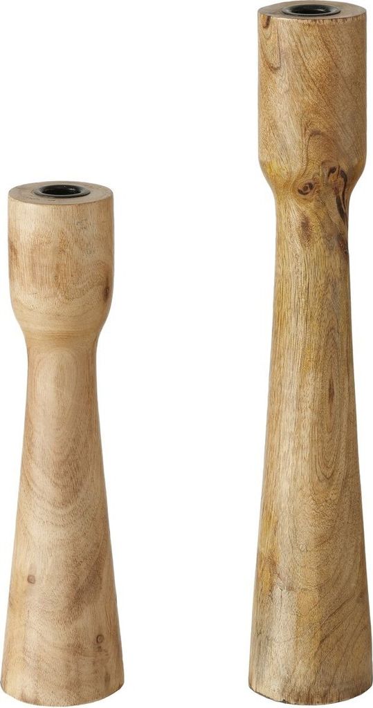 Boltze Kerzenst?nder Caldeas 2-tlg Set, Kerzenhalter aus Holz