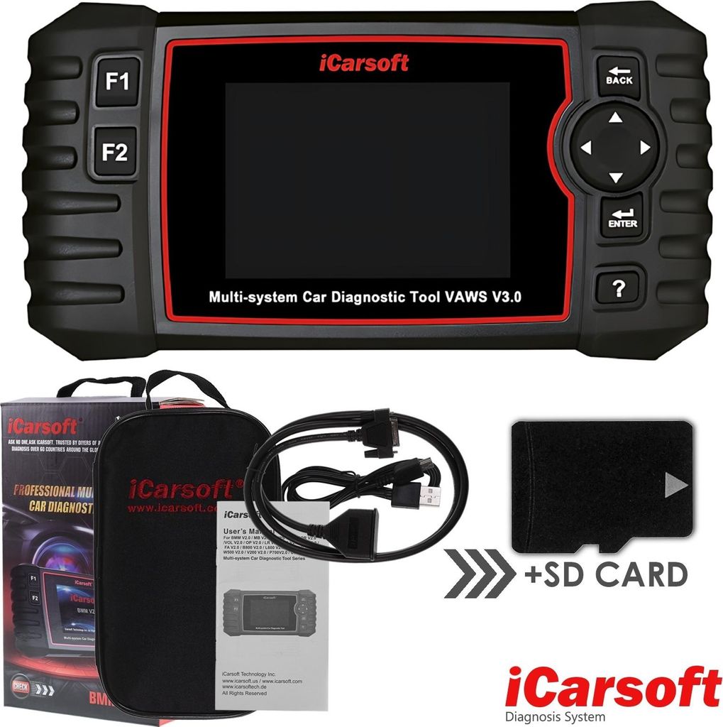 DIAGNOSEGERÄT iCARSOFT VAWS V3.0 für VW Audi Seat Skoda OBD Scanner Online Updates DEUTSCH