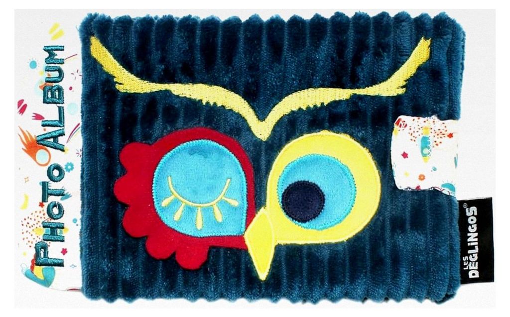 Fotoalbum für Babys, Astros die Eule – 10 Hüllen 10 x 15 cm – geeignet für Krippe und Kindergarten – recycelte Füllung – Blau
