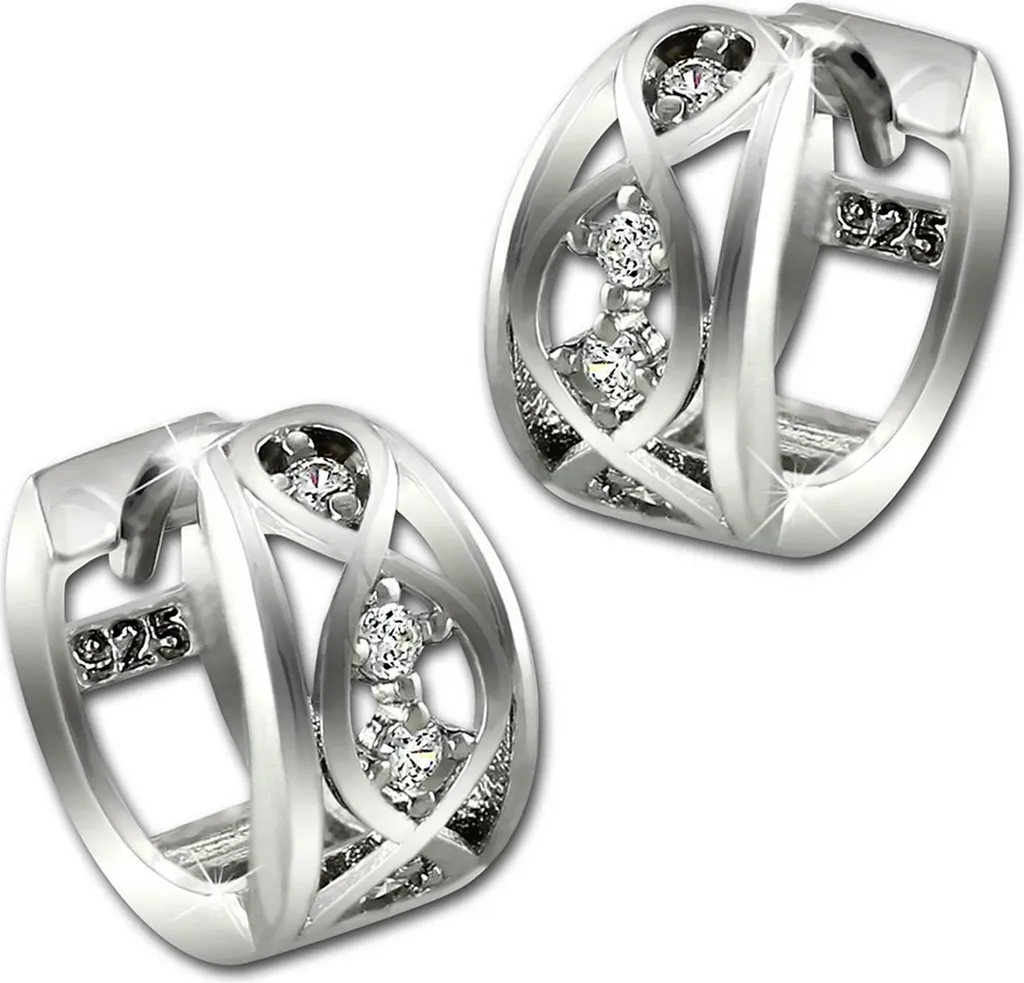 Boucles d'oreilles idée cadeau mariage ou anniversaire en argent et zircon