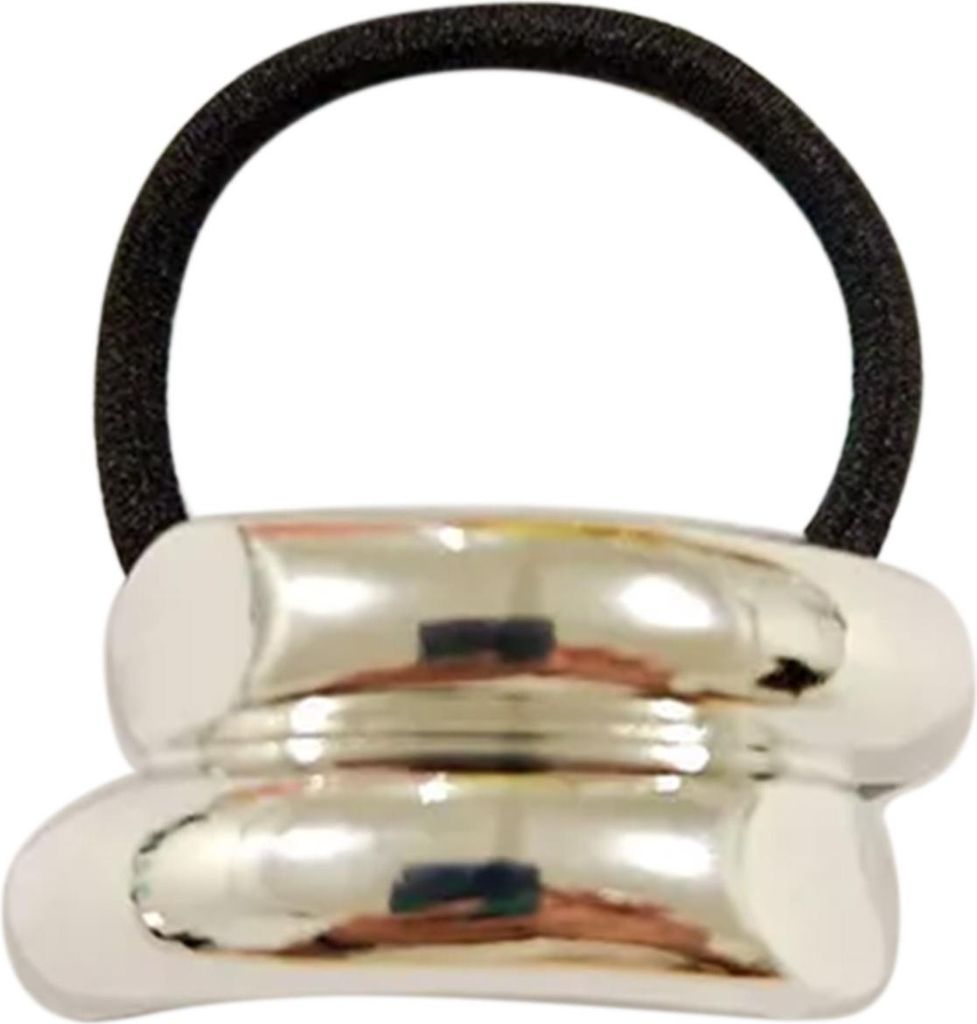 Haargummi mit silberner Doppel-Halo-Manschette elegant