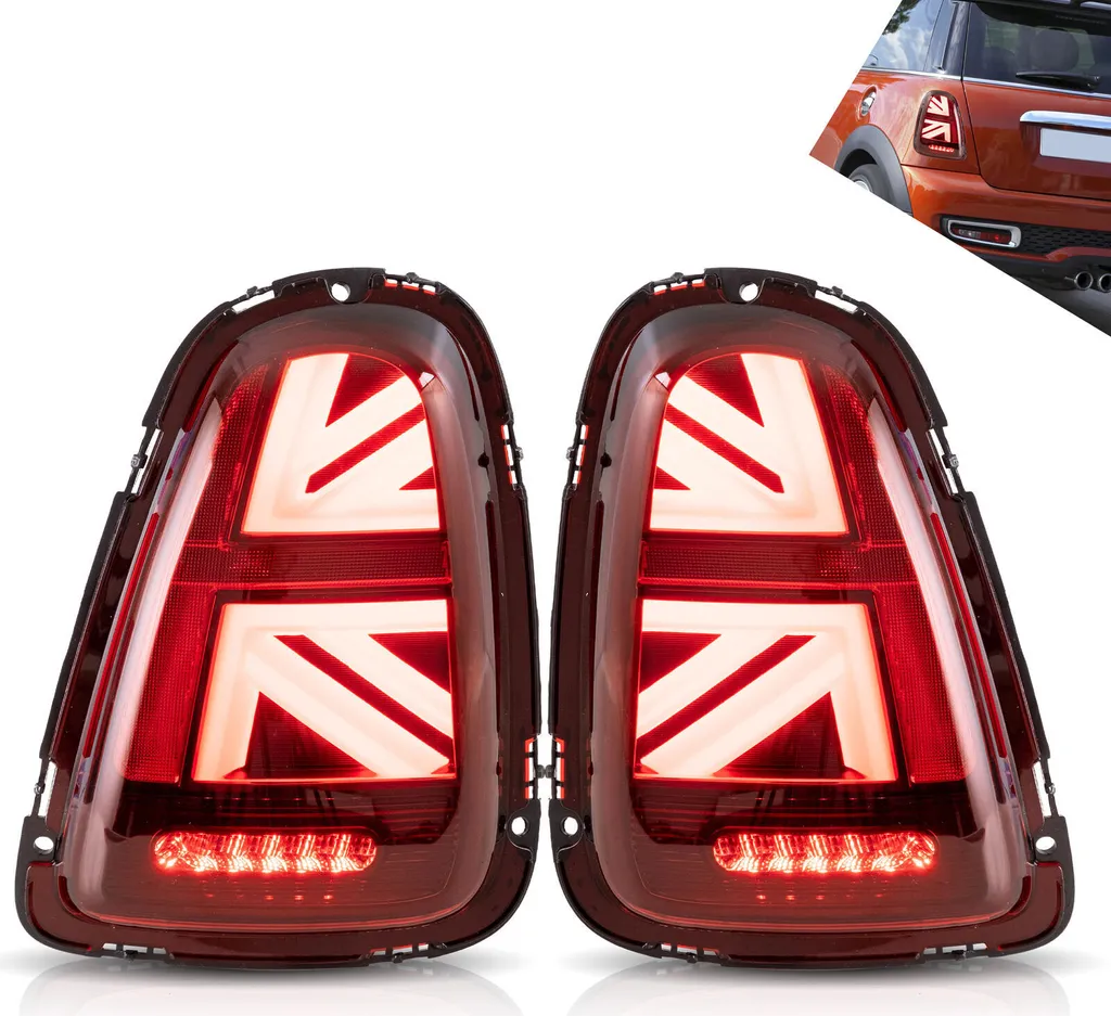 Feux arrière LED Union Jack Style pour Mini R56 R57 R58 R59 Rouge Vif