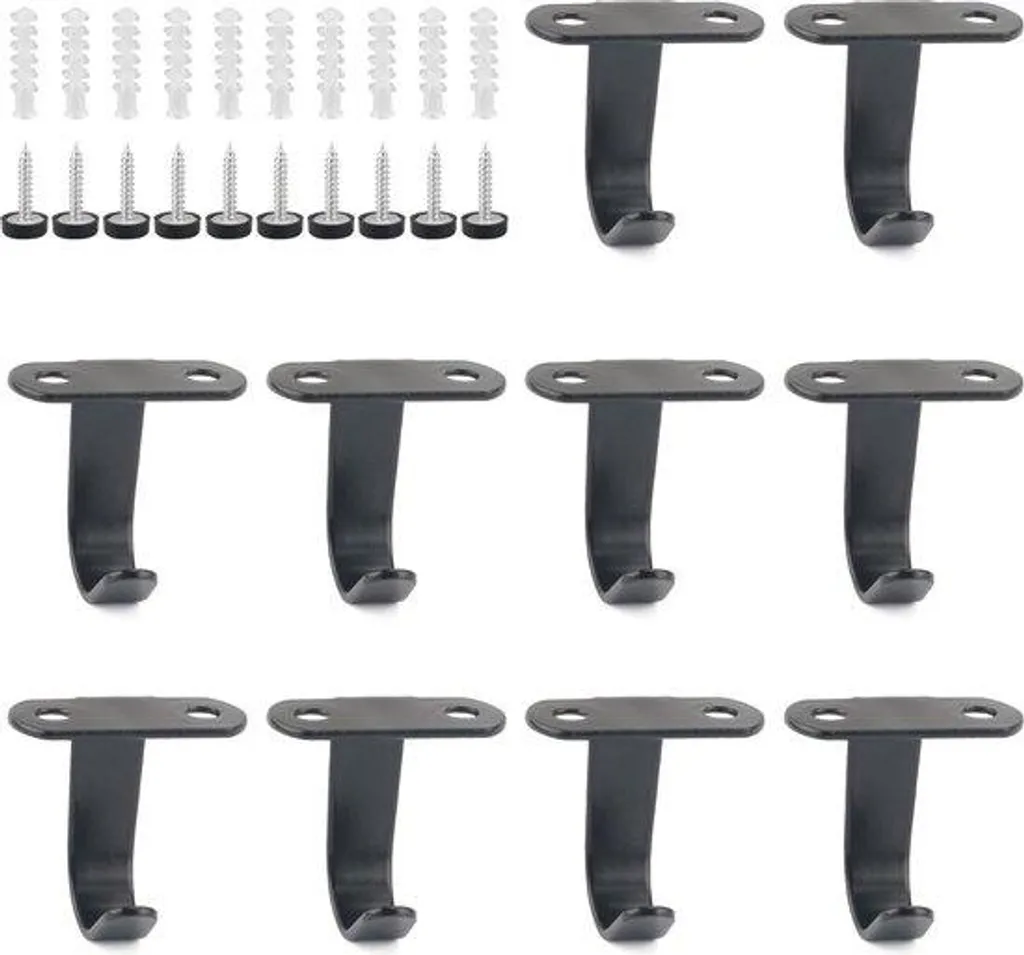 Fixez vos Affaires avec 10 Crochets Muraux en Acier - Solution Anti-Chute