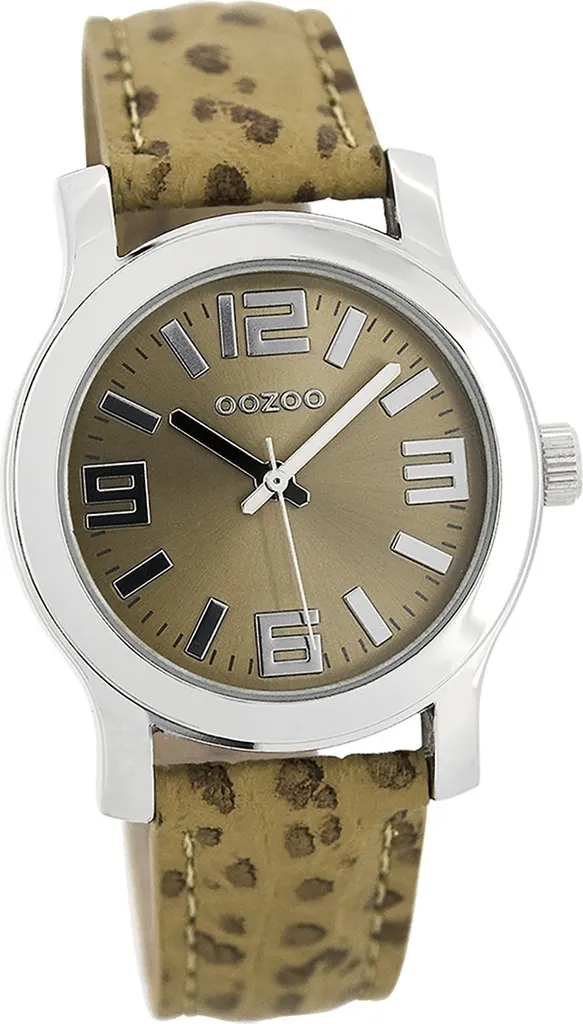 Montre Oozoo femme élégante cuir beige brun foncé pour tenue de bureau