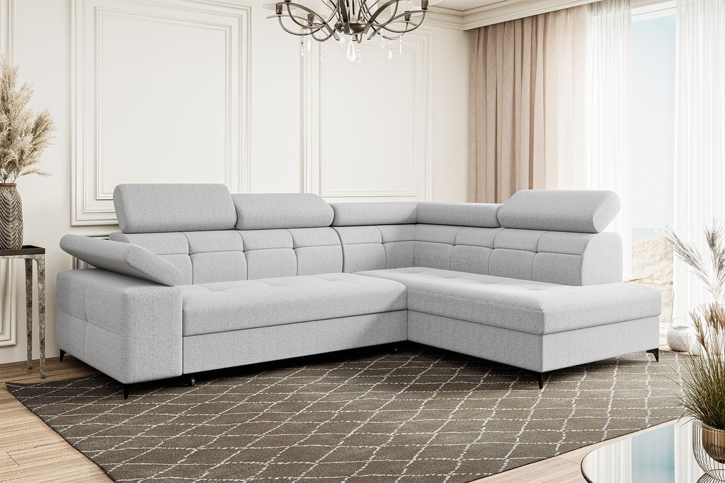MEBLINI Schlafcouch mit Bettkasten - Ecksofa mit Schlaffunktion - Sofa mit Relaxfunktion - Couch L-Form - Eckcouch - Wohnlandschaft - BERGAMO - 274...