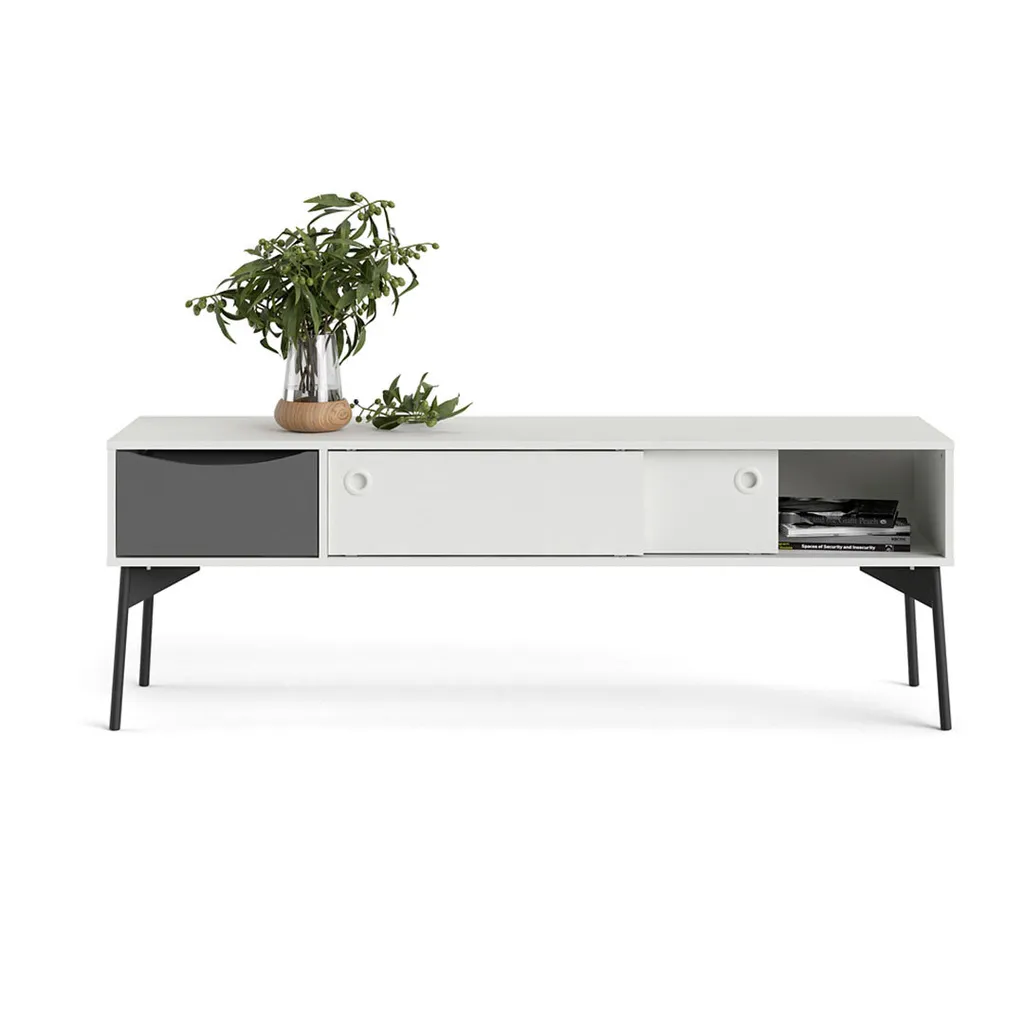 Porta TV Elly 2 Ante Scorrevoli Bianco e Grigio | Prezzo Imbattibile - 7