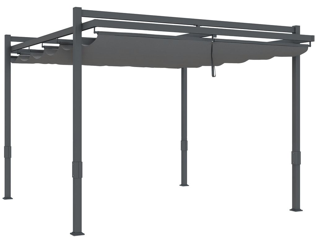 Pergola Pavillon ca. 3.5x3m Aluminium Stabil winterfest Sonnenschutz mit verstellbares Schiebedach Grau