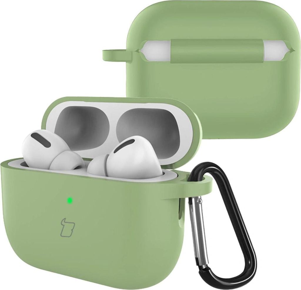 Silikonhülle mit Karabiner für AirPods Pro 3, Bizon Case Headphone Silicone, Hellgrün