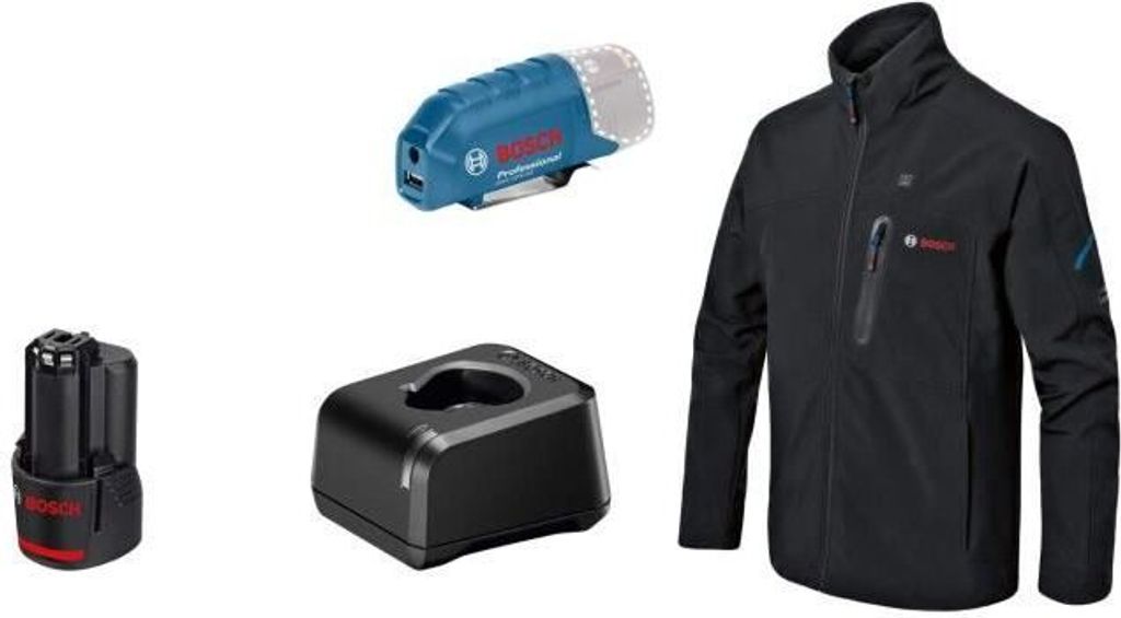 Bosch Professional GHJ 12+18V XA Beheizbare Jacke, Größe 2XL, mit 12V Batterie