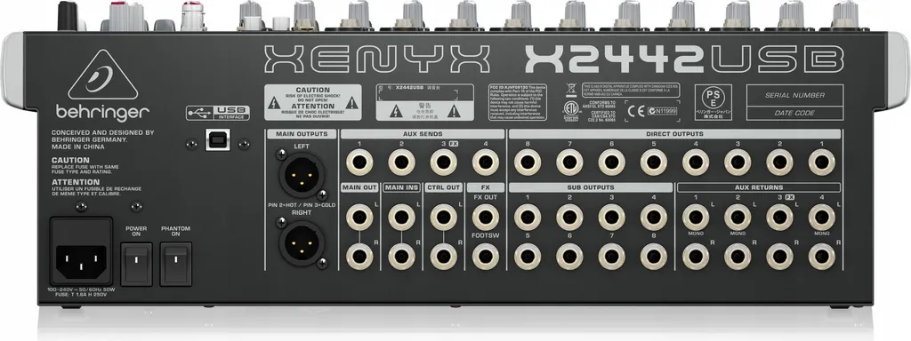Table de mixage analogique 16 pistes Behringer X2442 USB multi-usage 16236