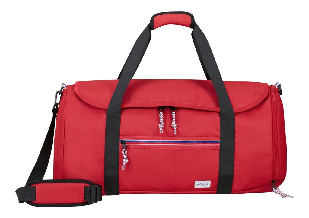American Tourister Upbeat Duffle sac de voyage rouge zippé et léger