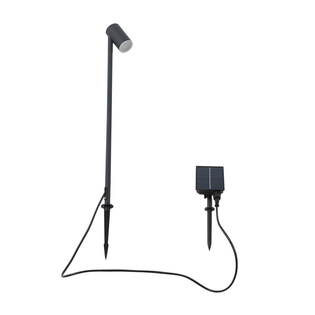 Lindby LED-Solarleuchte Myric, schwarz, Aluminium, 3.000 K